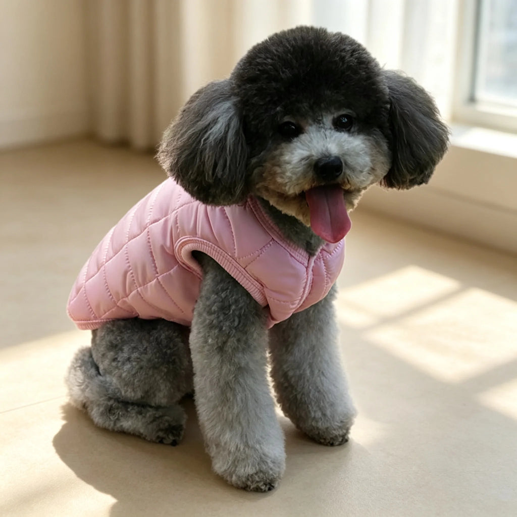 Square-Quilted Pet Vest with Front Snaps