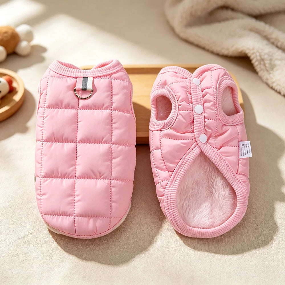 Square-Quilted Pet Vest with Front Snaps