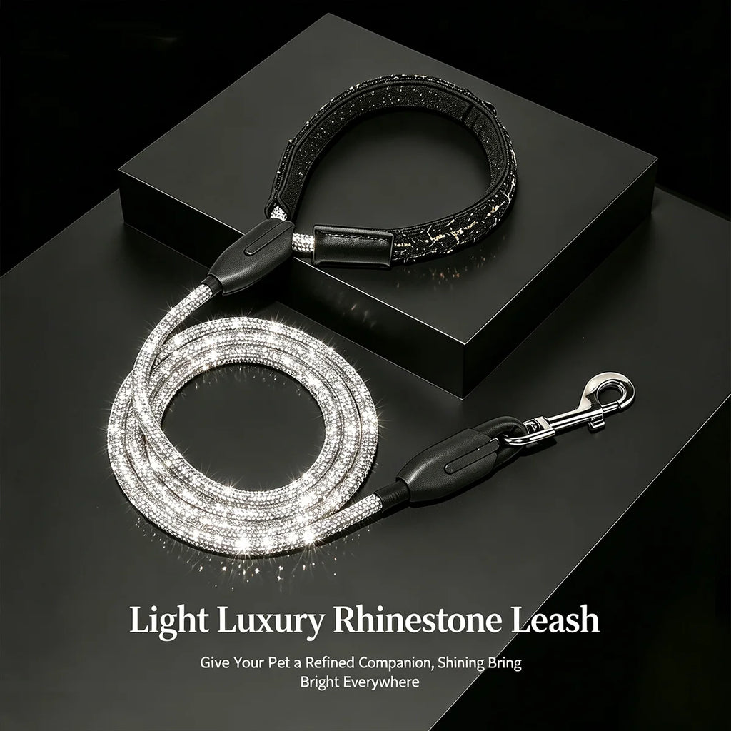 Rhinestone Pet Leash with Padded Loop Handle