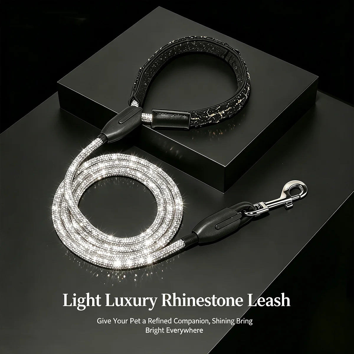 Rhinestone Pet Leash with Padded Loop Handle