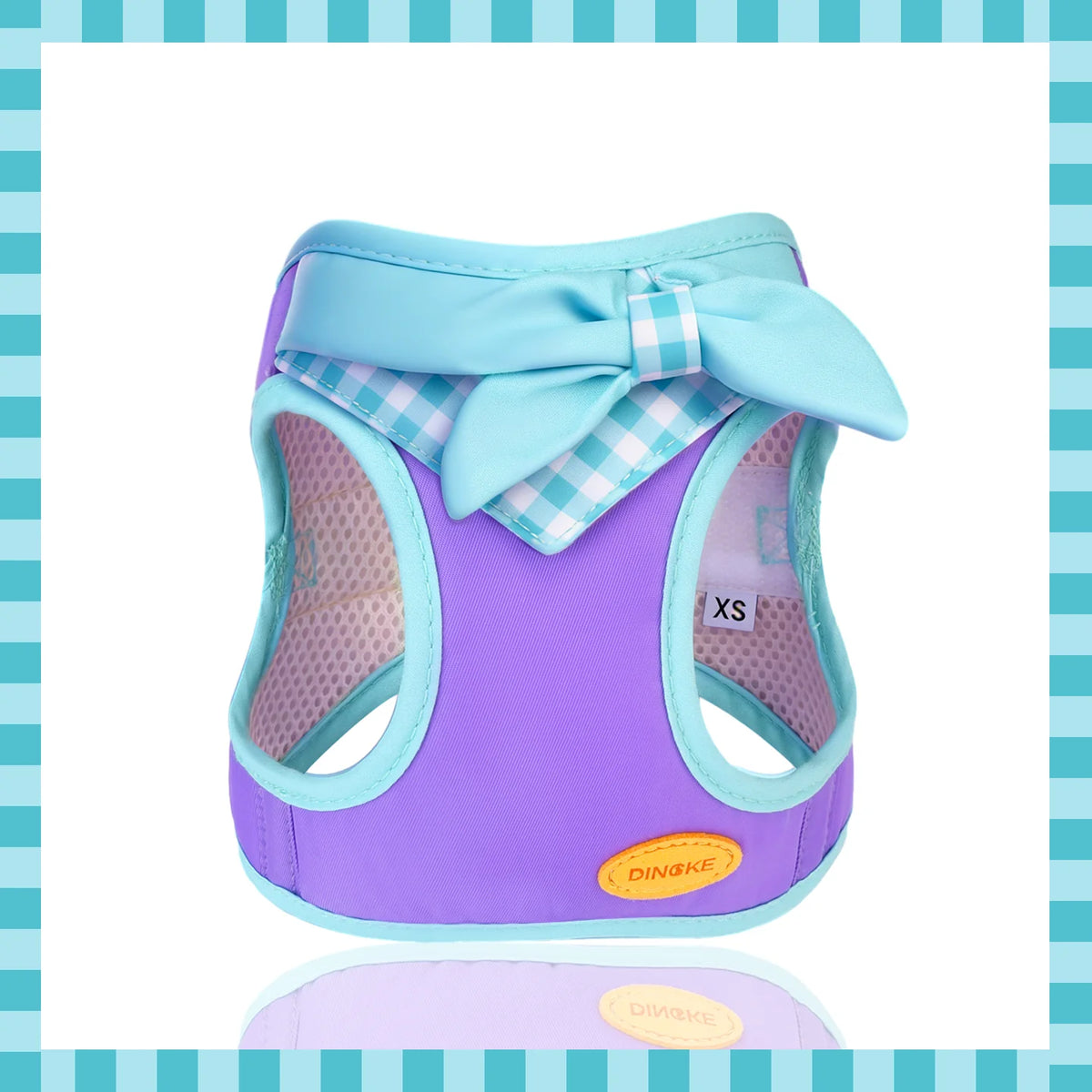 Bow-Detail Pet Vest Harness with Gingham Accent