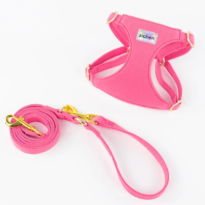 Suede-Look Pet Harness & Coordinating Leash Set