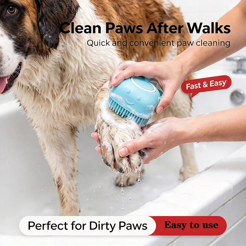 Pet Bathing Brush with Built-In Shampoo Dispenser