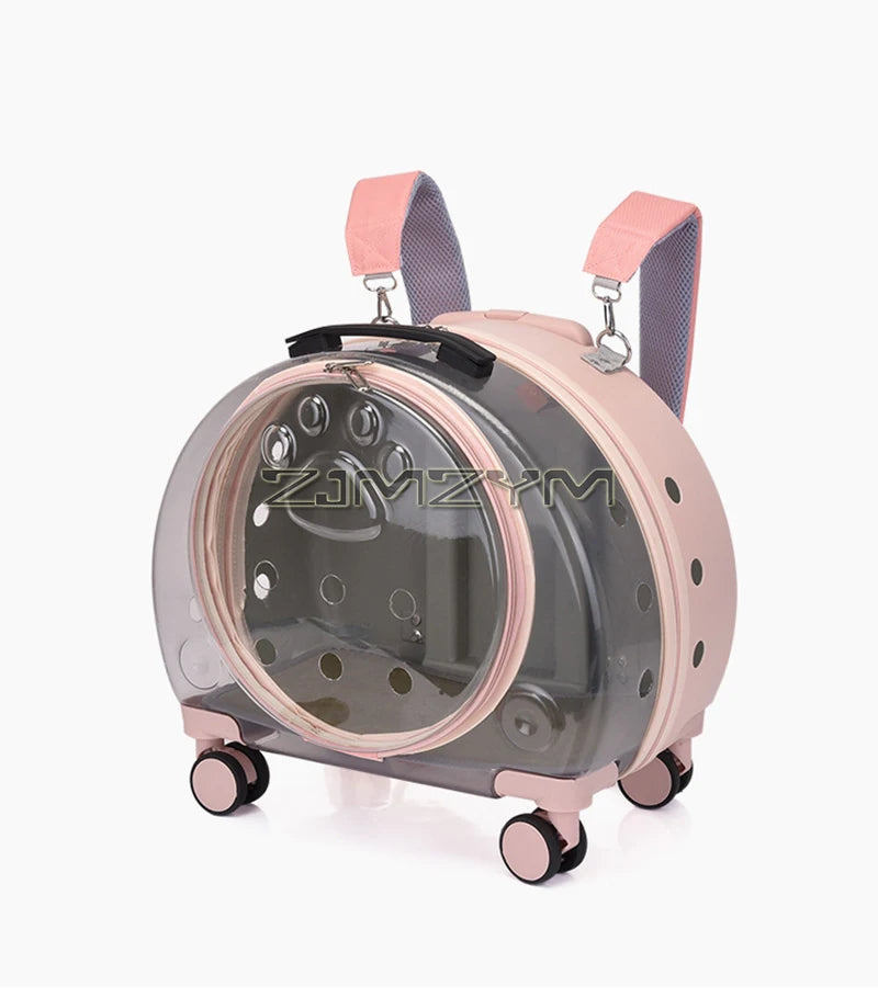 Bubble Pet Carrier Backpack with Wheels & Round Front Opening