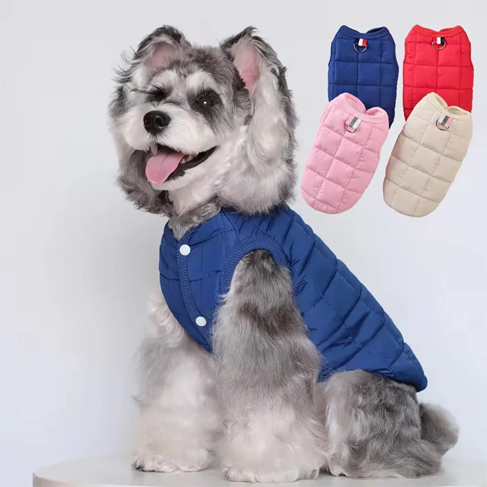 Square-Quilted Pet Vest with Front Snaps