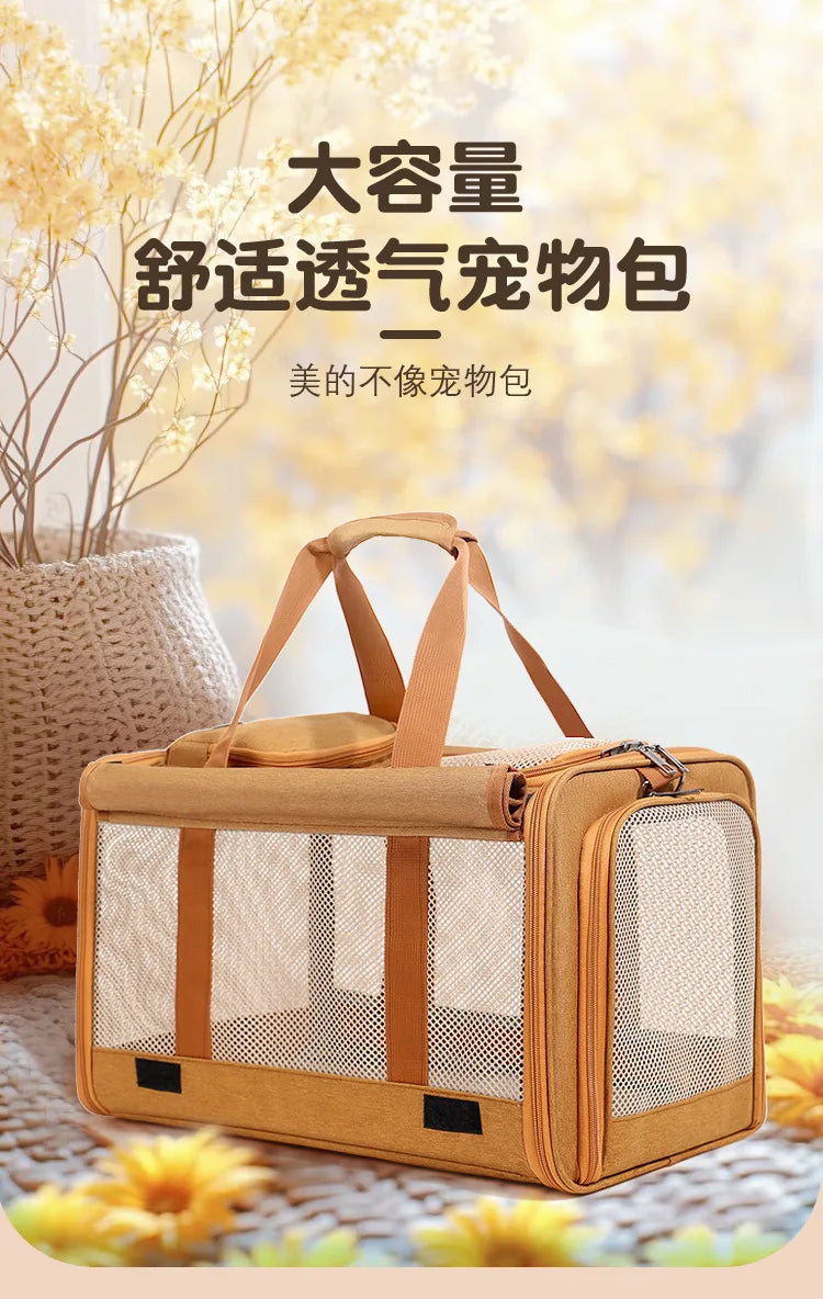 Foldable Mesh Pet Carrier with Front & Top Access
