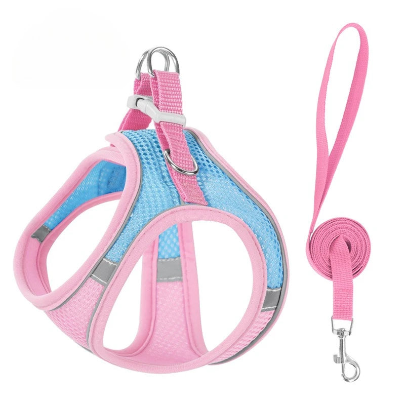 Reflective-Trim Pet Vest Harness & 1.5 m Leash Set