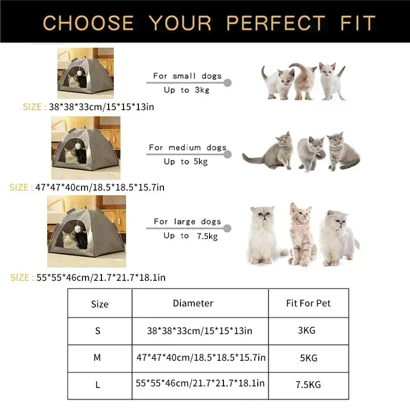 Dome Tent Bed for Cats & Small Dogs