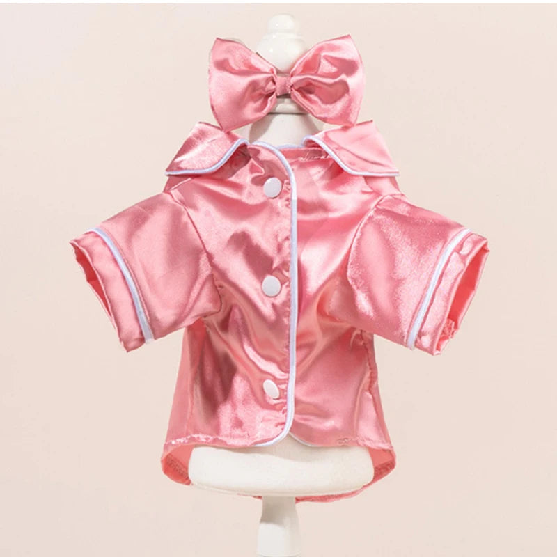 Satin-Look Pet Pajama Shirt with Contrast Piping