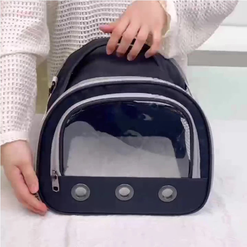 Compact Small-Pet Carrier with Clear Window & Mesh Sides