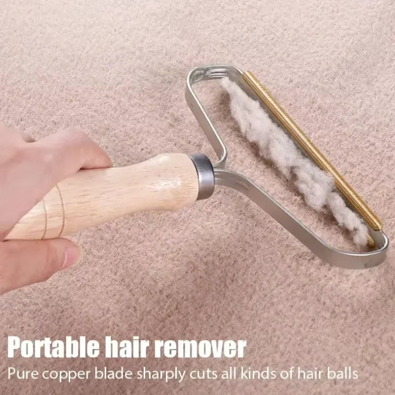 Wooden-Handle Pet Hair & Lint Scraper