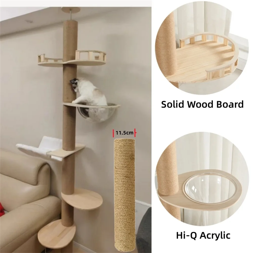 Adjustable Floor-to-Ceiling Cat Tower, 250–270 cm