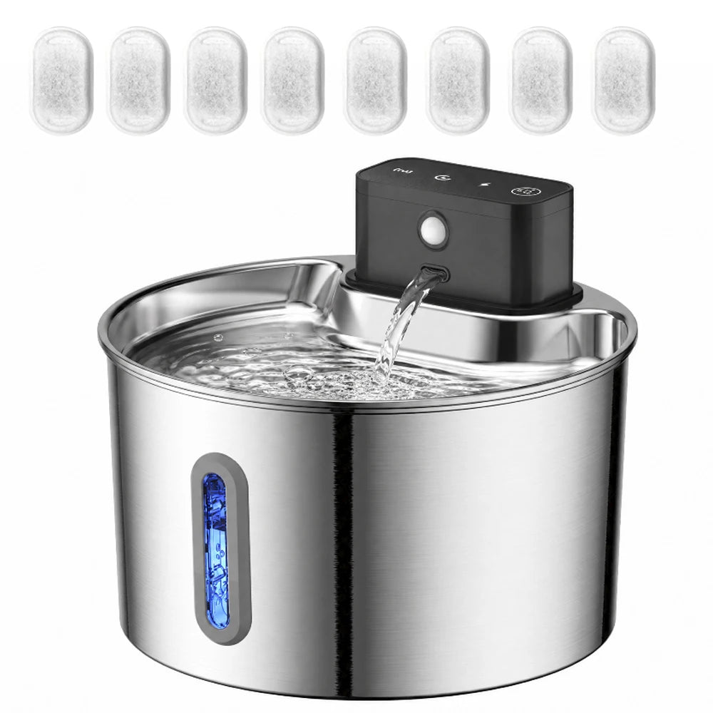 Stainless Steel Motion-Sensor Pet Water Fountain, 2L–2.2L
