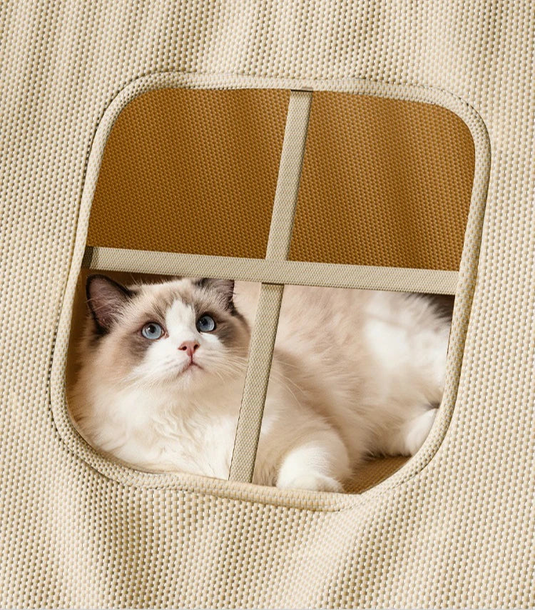Elevated Wooden Cat Tent Bed with Peekaboo Window
