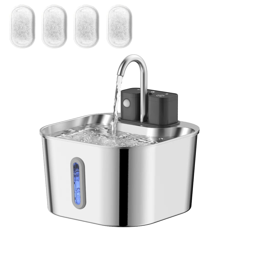 Stainless Steel Motion-Sensor Pet Water Fountain, 2L–2.2L