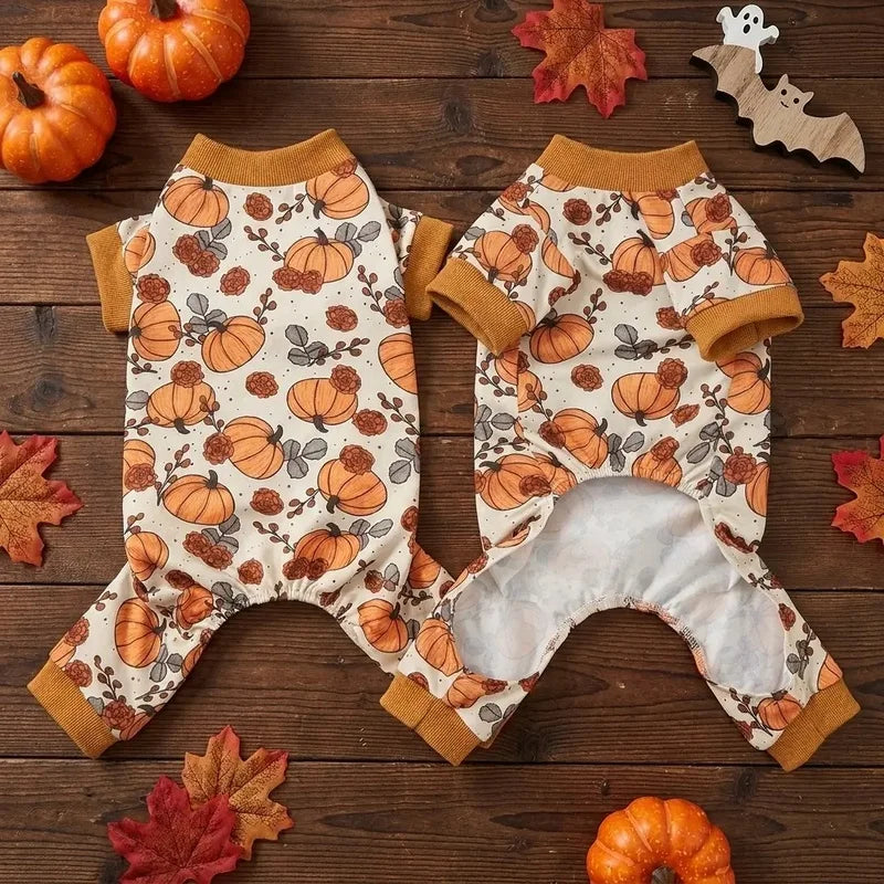 Pumpkin Print Four-Leg Pet Onesie for Dogs & Cats