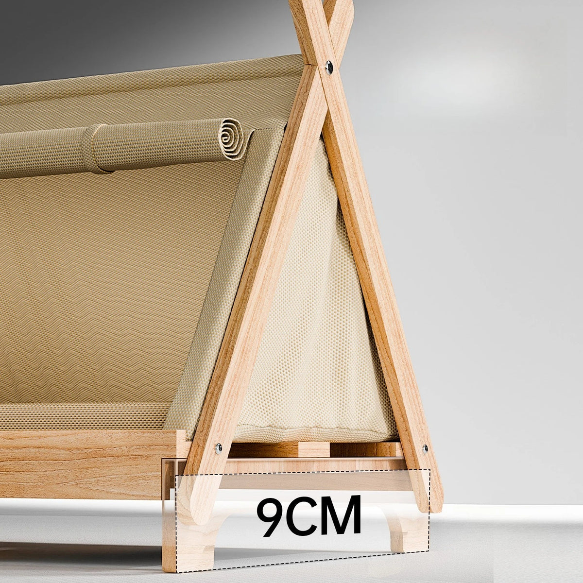 Elevated Wooden Cat Tent Bed with Peekaboo Window