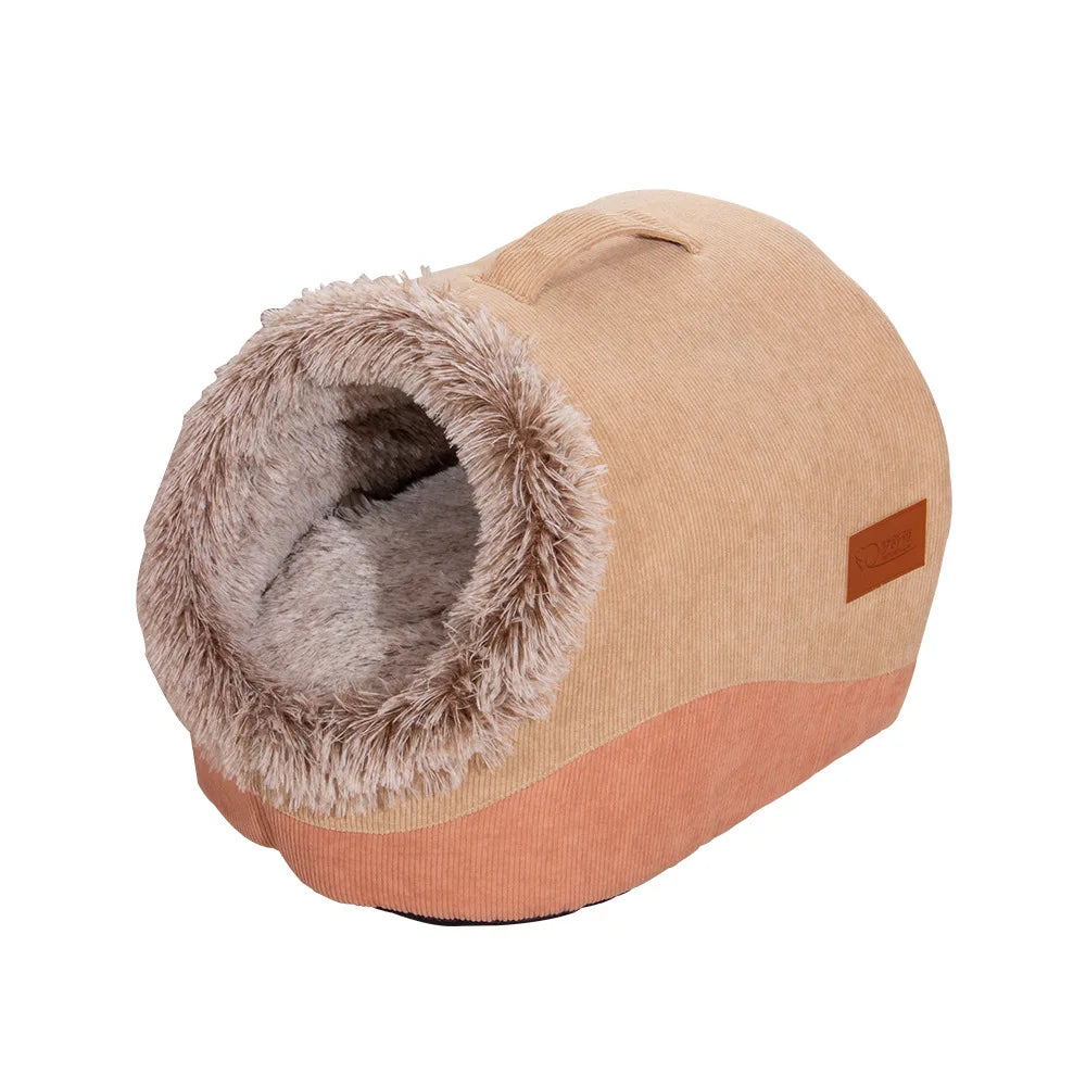Plush-Trimmed Pet Cave Bed in Two Sizes