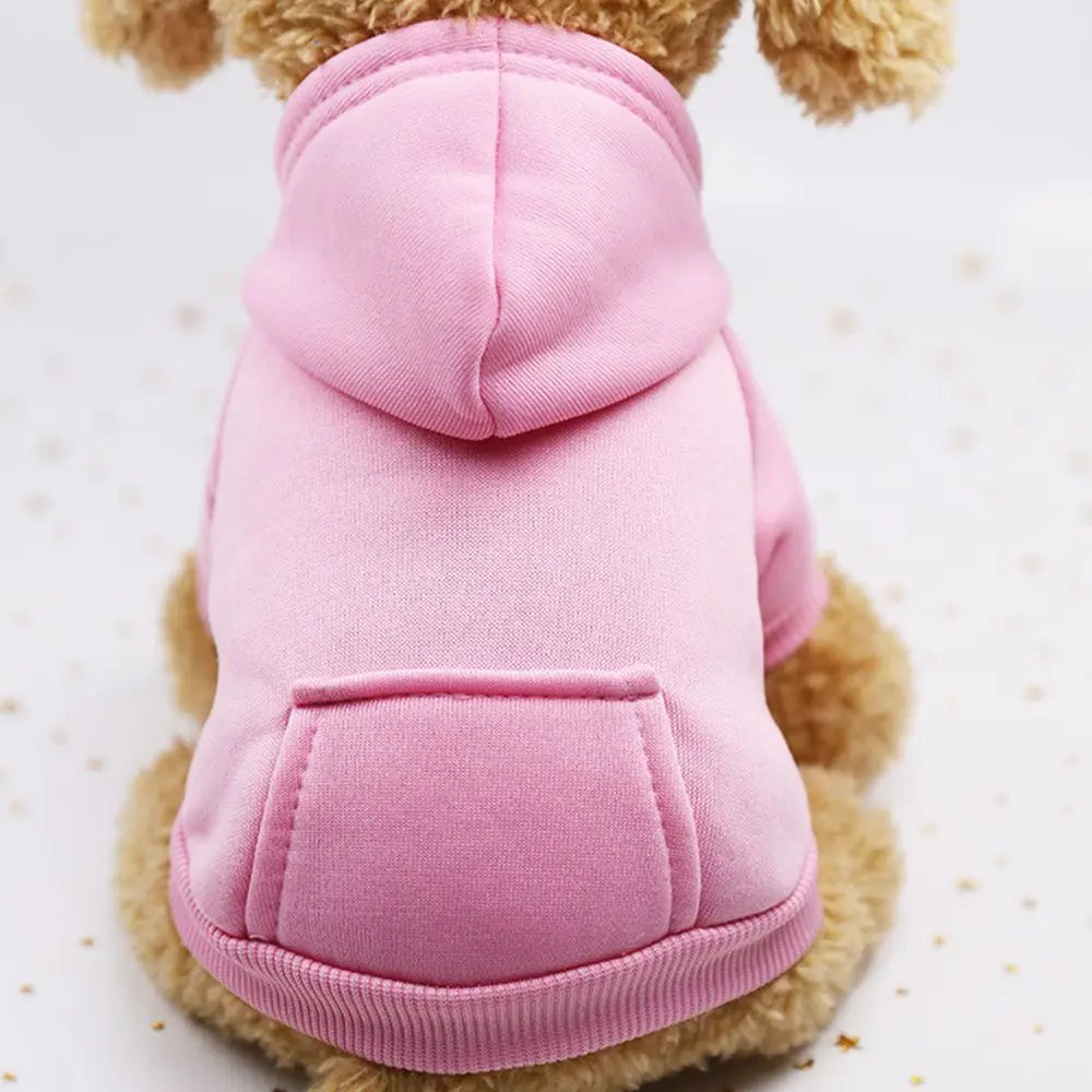 Solid-Color Pet Hoodie with Back Pocket
