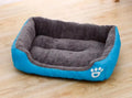 Plush-Lined Rectangular Pet Bed with Paw Detail