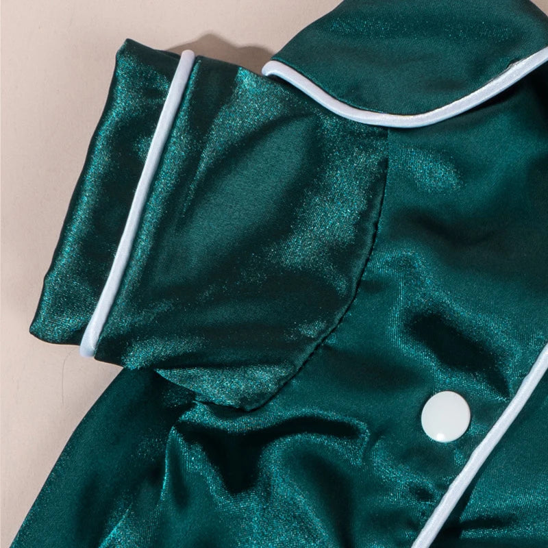 Satin-Look Pet Pajama Shirt with Contrast Piping