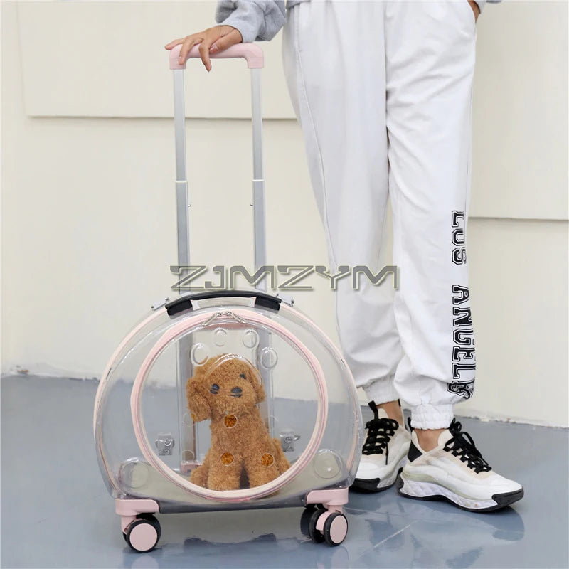 Bubble Pet Carrier Backpack with Wheels & Round Front Opening