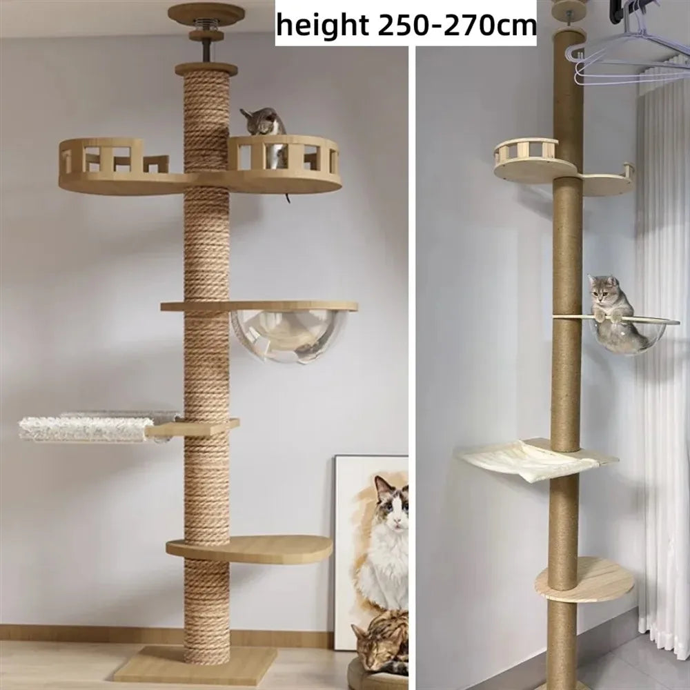 Adjustable Floor-to-Ceiling Cat Tower, 250–270 cm