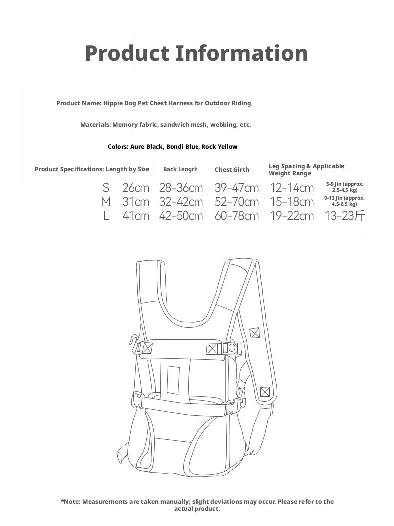 Chest-Worn Legs-Out Pet Carrier with Adjustable Straps