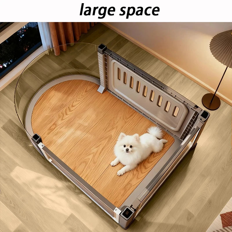 Curved-Panel Indoor Dog Kennel with Wheels, Cage Only