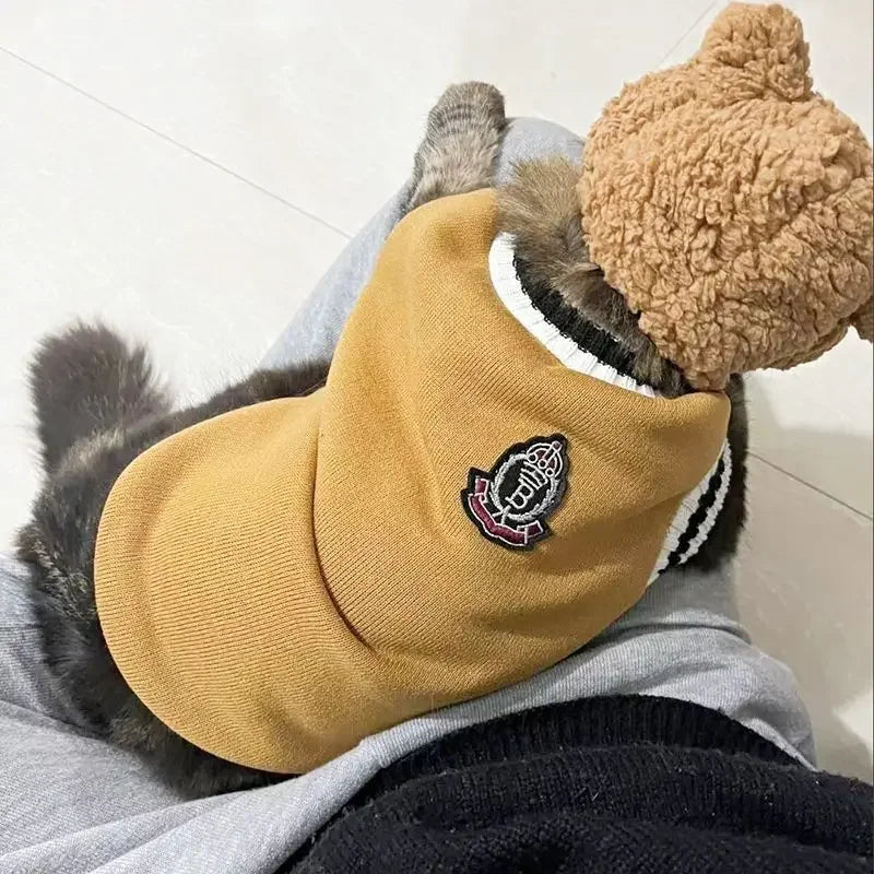 Varsity-Style V-Neck Pet Sweater