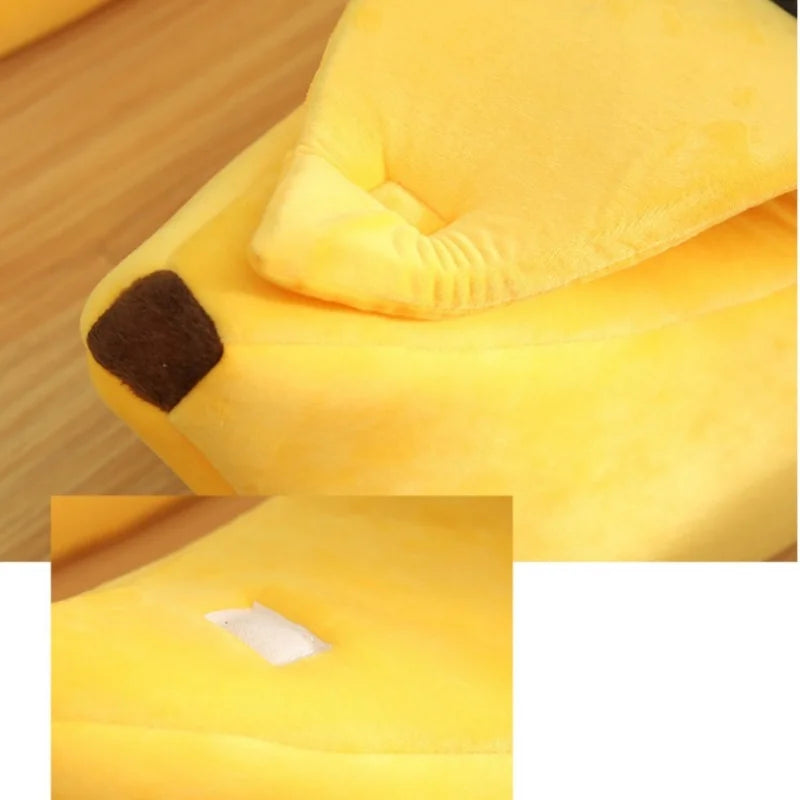 Banana-Shaped Cat Bed with Peel-Back Cover