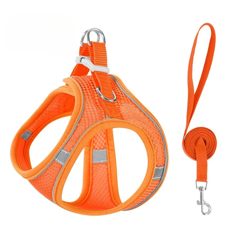 Reflective-Trim Pet Vest Harness & 1.5 m Leash Set