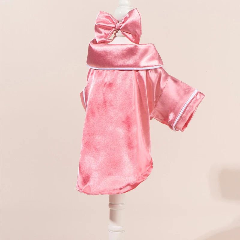 Satin-Look Pet Pajama Shirt with Contrast Piping