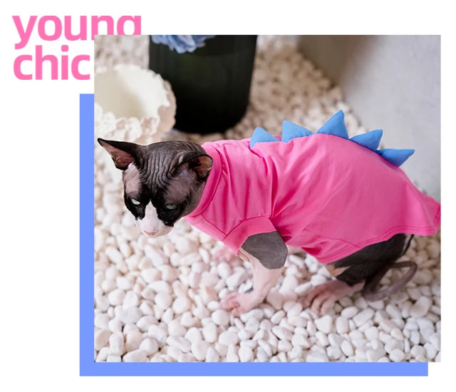 Dinosaur-Spike Cotton Cat Shirt