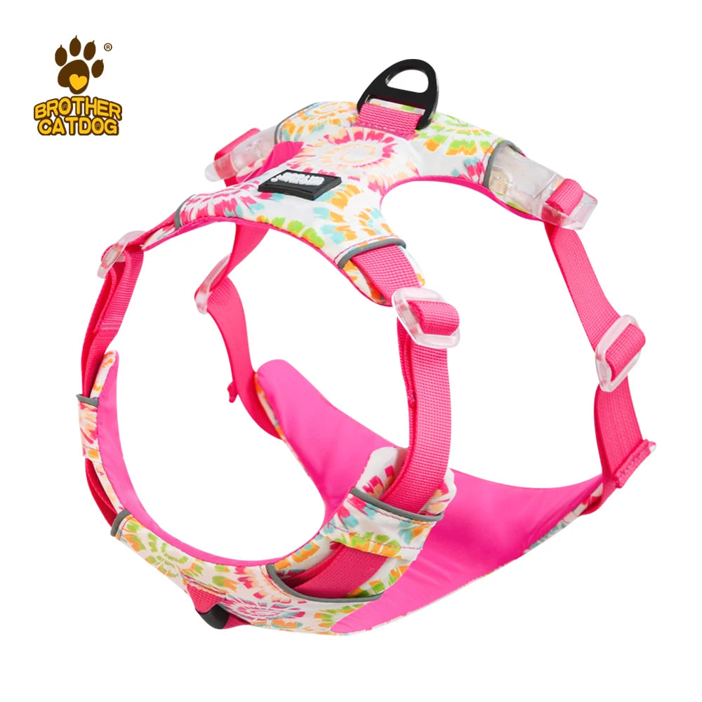 Adjustable Padded Nylon Dog Harness with Reflective Details