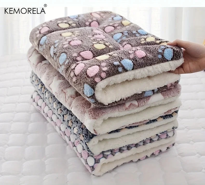 Paw-Print Plush Sleeping Mat for Dogs & Cats