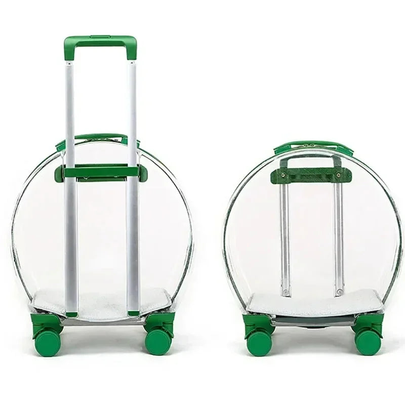 Clear Bubble Rolling Pet Carrier with Telescoping Handle