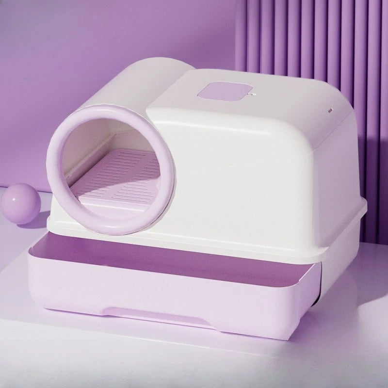Enclosed Cat Litter Box with Entry Corridor & Drawer