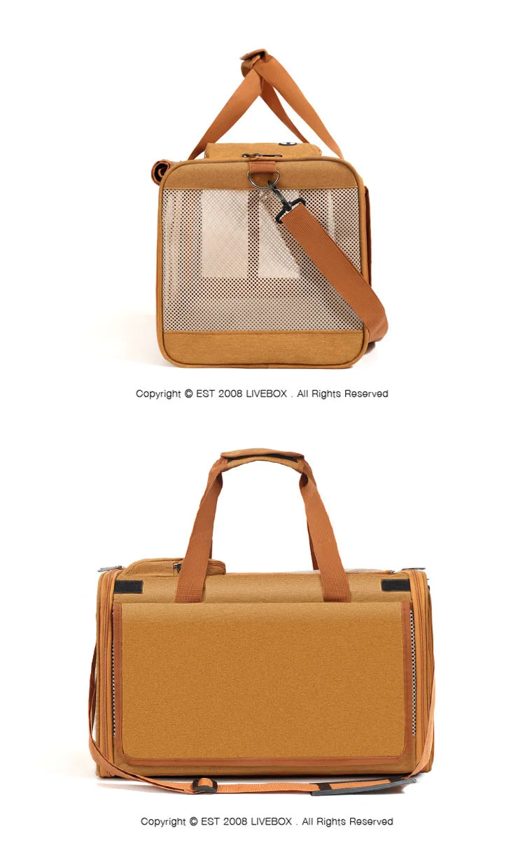 Foldable Mesh Pet Carrier with Front & Top Access