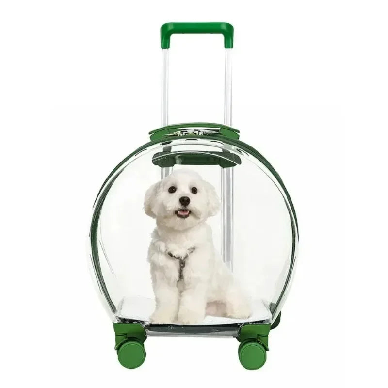 Clear Bubble Rolling Pet Carrier with Telescoping Handle