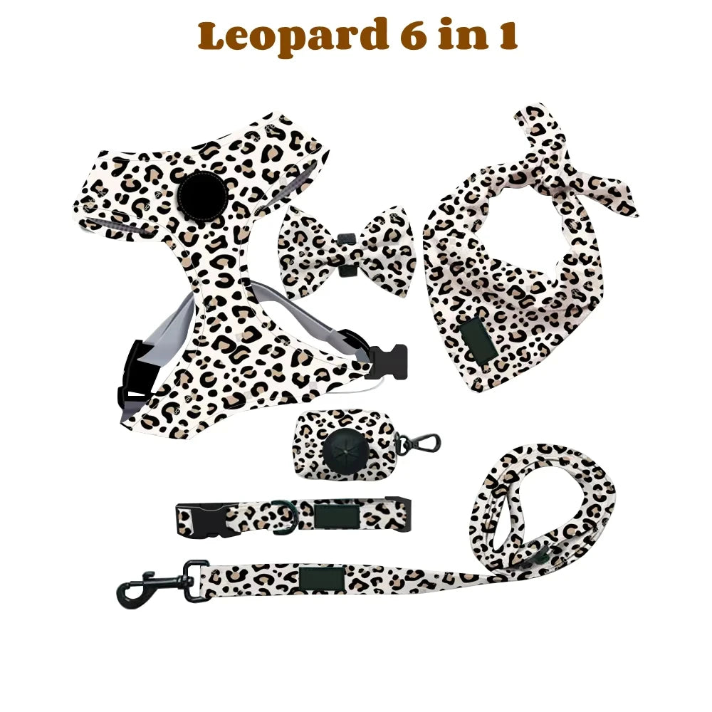 Printed Dog Harness & Coordinating Walking Accessory Set