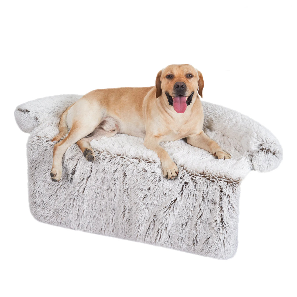 Shaggy Plush Pet Sofa Mat with Bolster Border