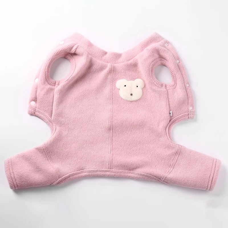 Plush-Lined Pet Jumpsuit with Snap Fastenings