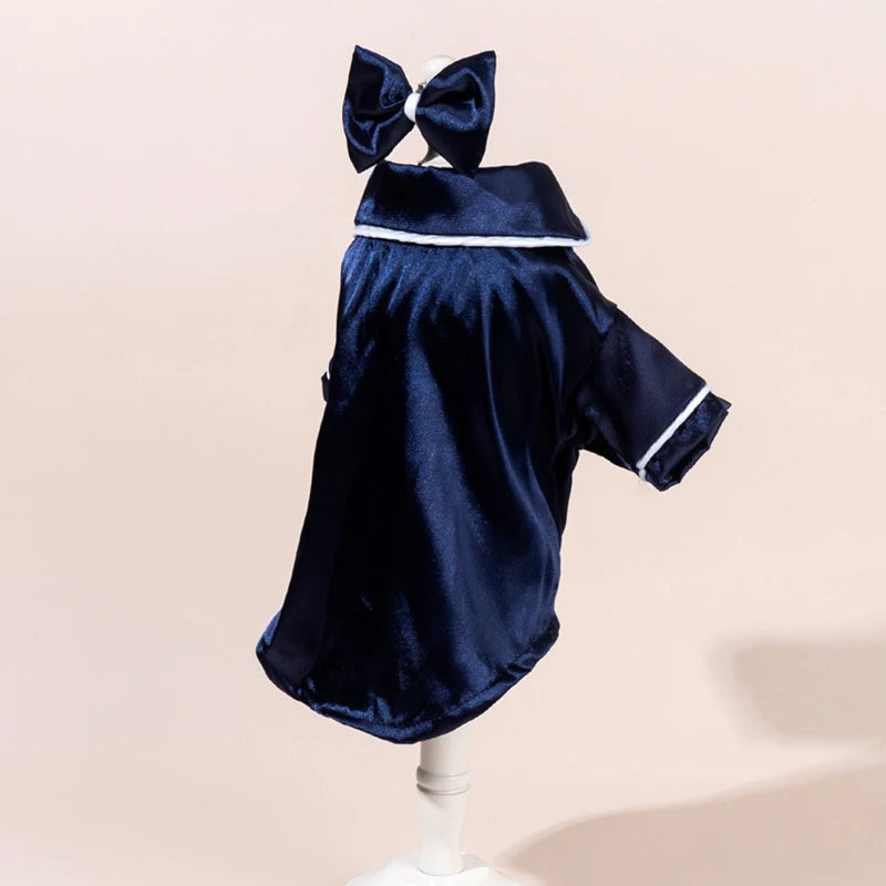 Satin-Look Pet Pajama Shirt with Contrast Piping