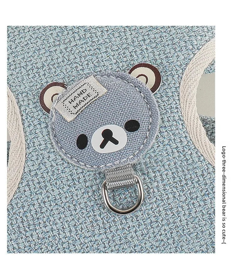 Textured Bear-Detail Pet Harness & Leash Set