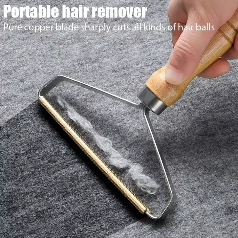 Wooden-Handle Pet Hair & Lint Scraper