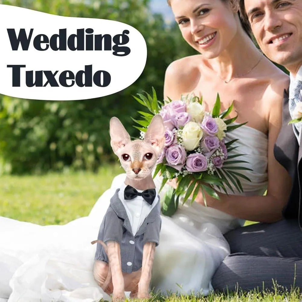 Bow-Tie Cat Tuxedo in Black or Grey