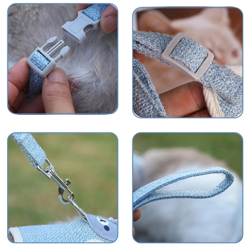 Textured Bear-Detail Pet Harness & Leash Set