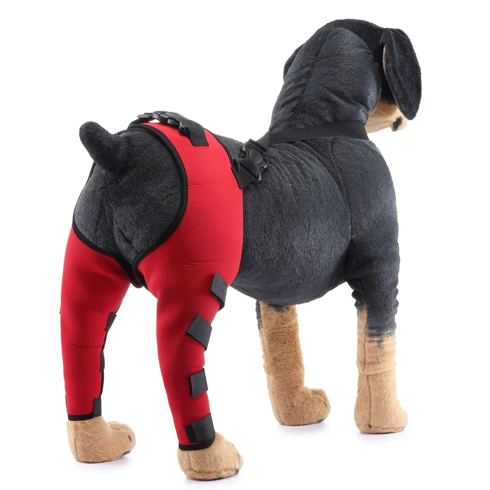 Adjustable Dog Hind-Leg Wraps with Connecting Strap, Pair
