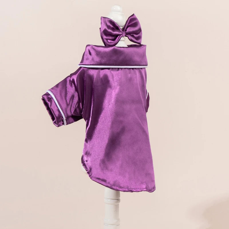 Satin-Look Pet Pajama Shirt with Contrast Piping